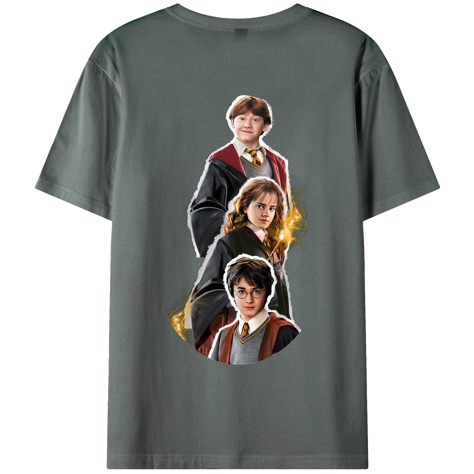 （画像用） Harry Potter ハリー・ポッターシリーズ 綿100％ メンズ半袖Tシャツ（バックプリント） 通気性